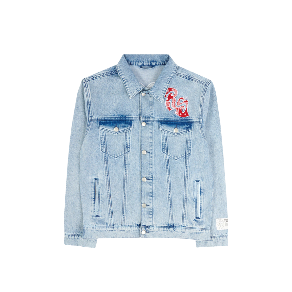 Light Wash Embroidered Denim Jacket - The Rolling Stones