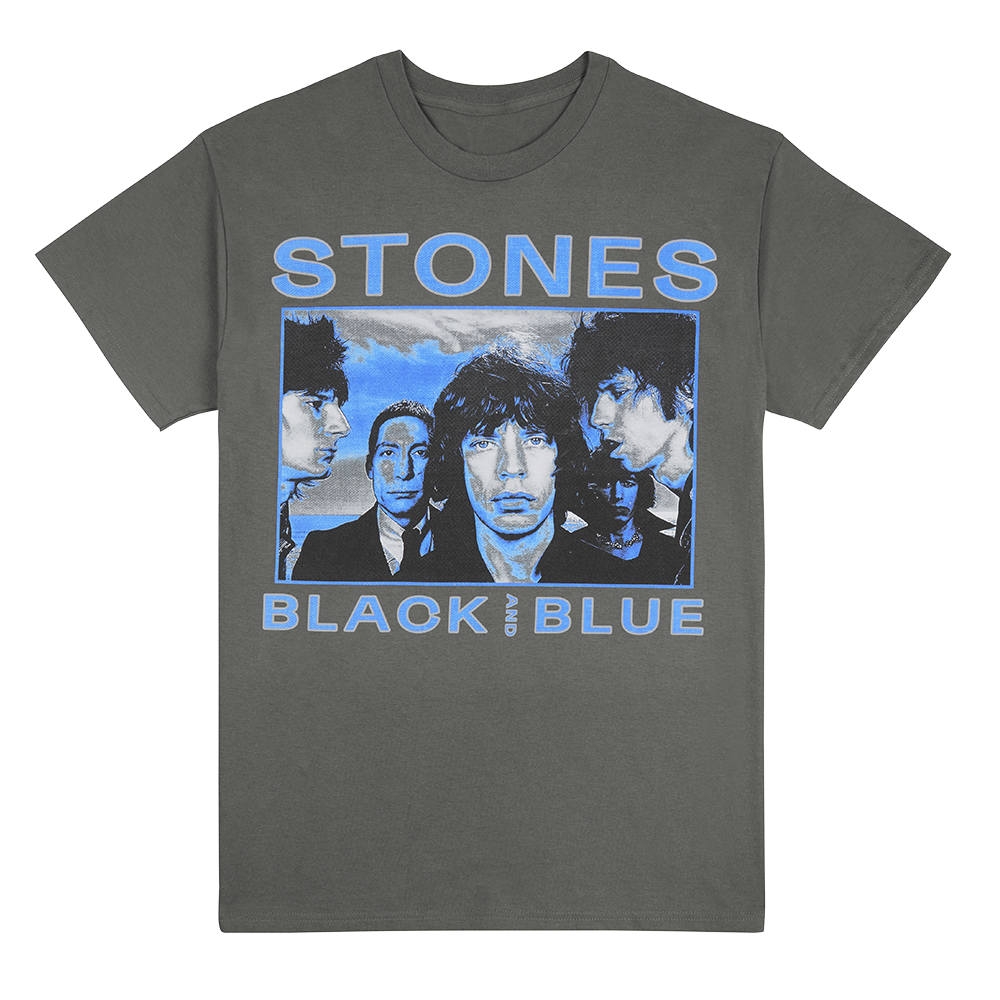 Black and Blue Charcoal T-Shirt - The Rolling Stones Black and Blue Charcoal T-Shirt - The Rolling Stones