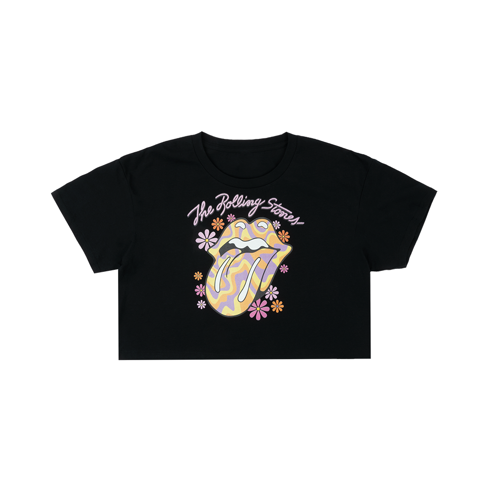 Retro Flower Tongue Cropped T-Shirt