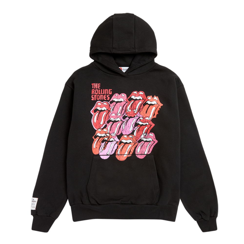 Multi Tongue Logo Black Pullover Hoodie - The Rolling Stones