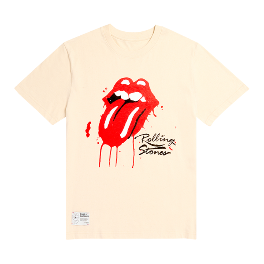 Rolling Stones Dripping Tongue Natural T-Shirt - The Rolling Stones
