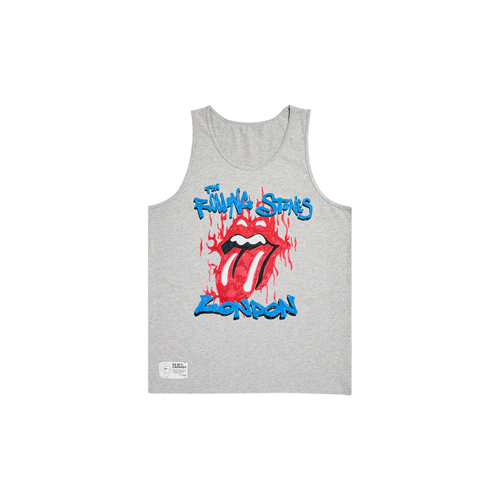 The Rolling Stones 90'sタンクトップ The Rolling Stones London Fire Tongue Grey Tank Top - The Rolling