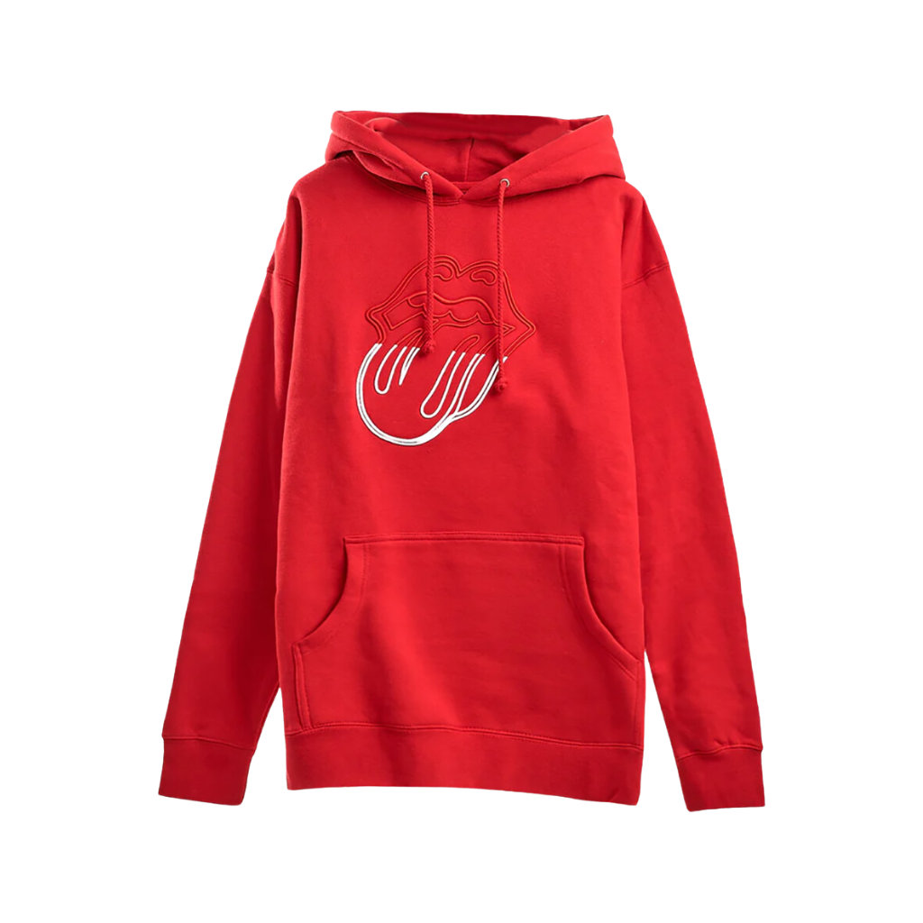 Stones Red Embroidered Circle Tongue Hoodie - The Rolling Stones