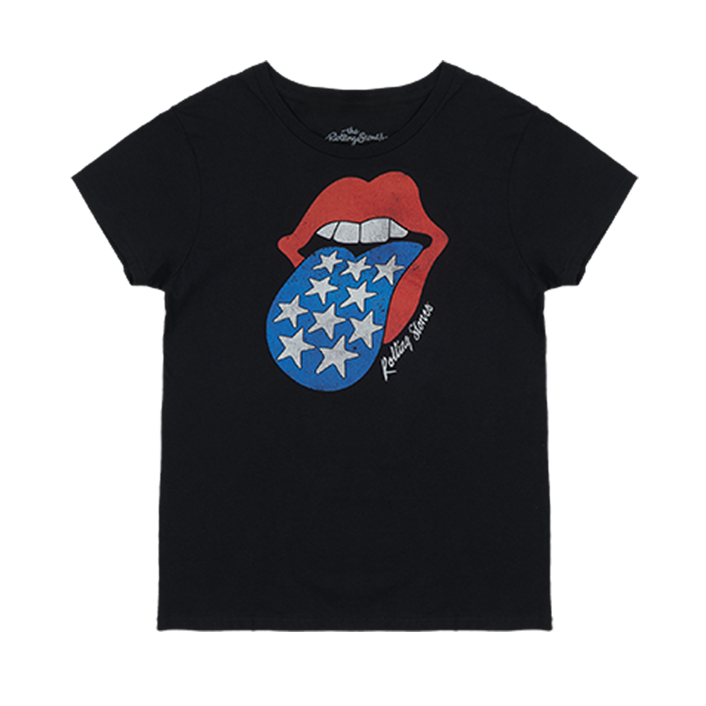 Americana Tongue Women’s Black T-Shirt Front