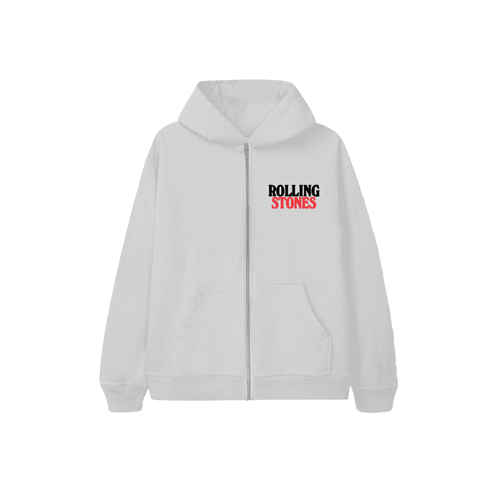 Rolling Stones Licks Ash Grey Zip Hoodie Front