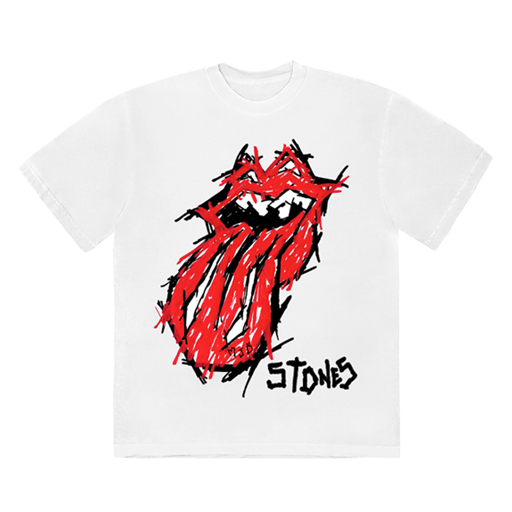 No Filter Scribbled Tongue White T-Shirt Front