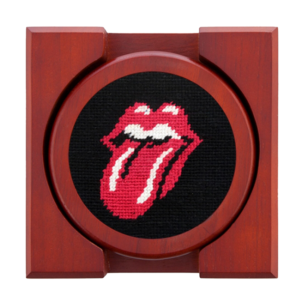 Rolling Stones Needlepoint Coaster Set Detail