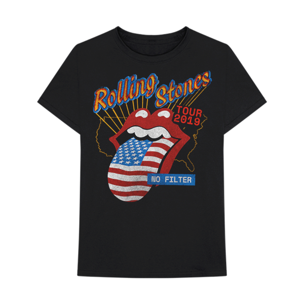 US Flag – Tongue T-Shirt Stones Black Rolling The