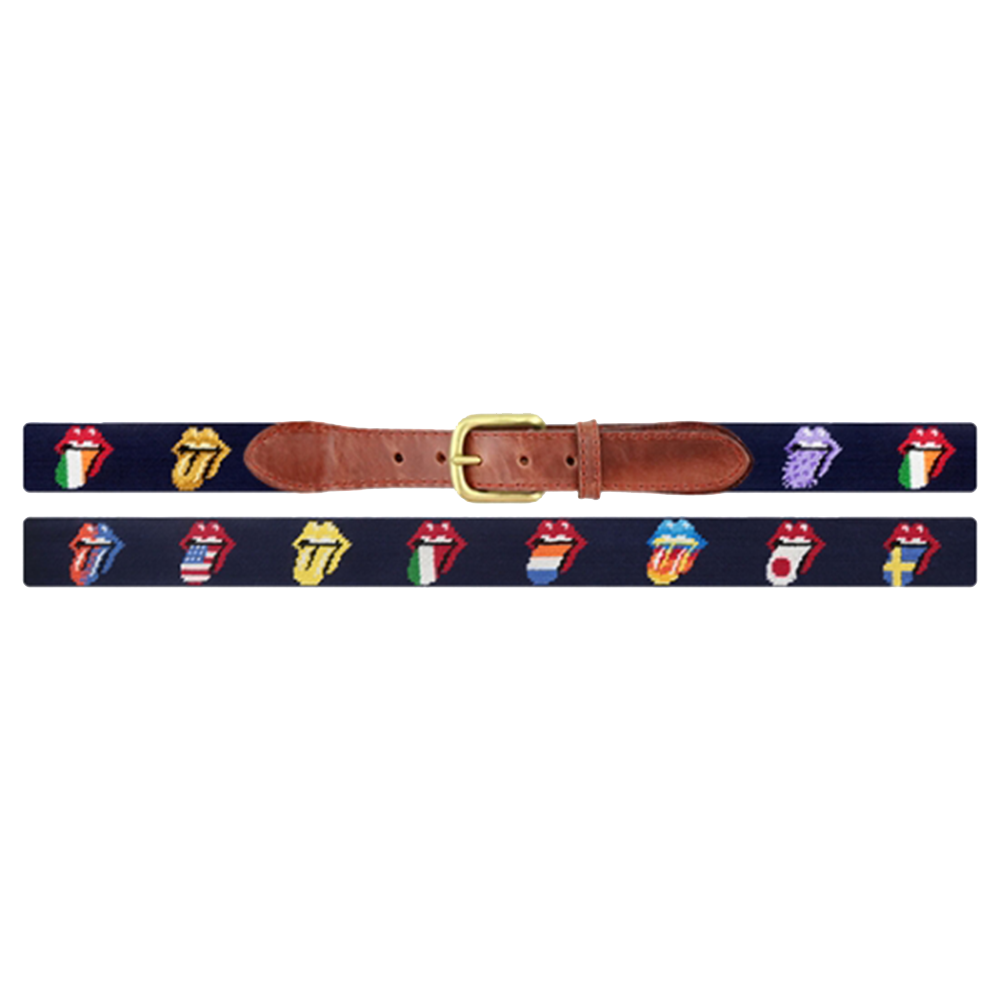 Rolling Stones Multi Licks Needlepoint Belt Full Length