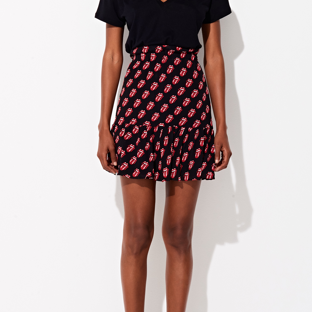 Triya x Stones Tongue Print Mini Silk Skirt
