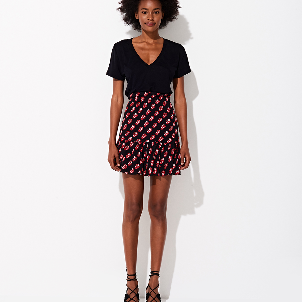 Triya x Stones Tongue Print Mini Silk Skirt
