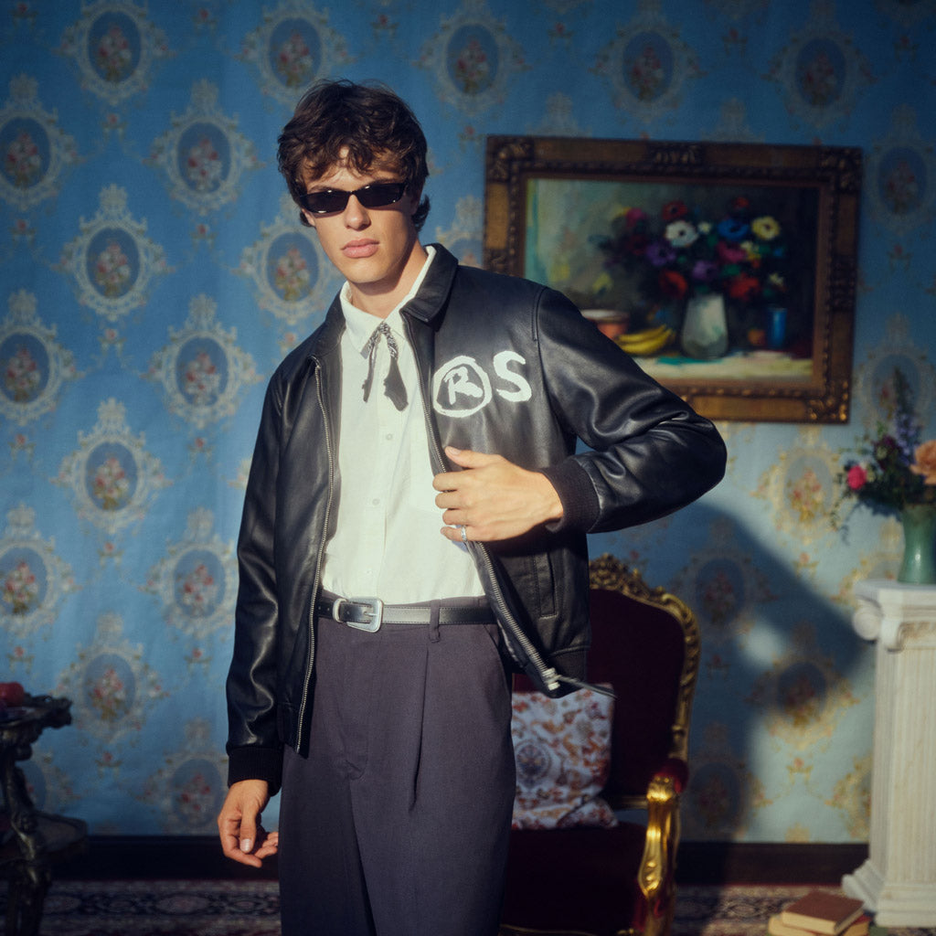 Paint Print Leather Zip Up Jacket - The Rolling Stones