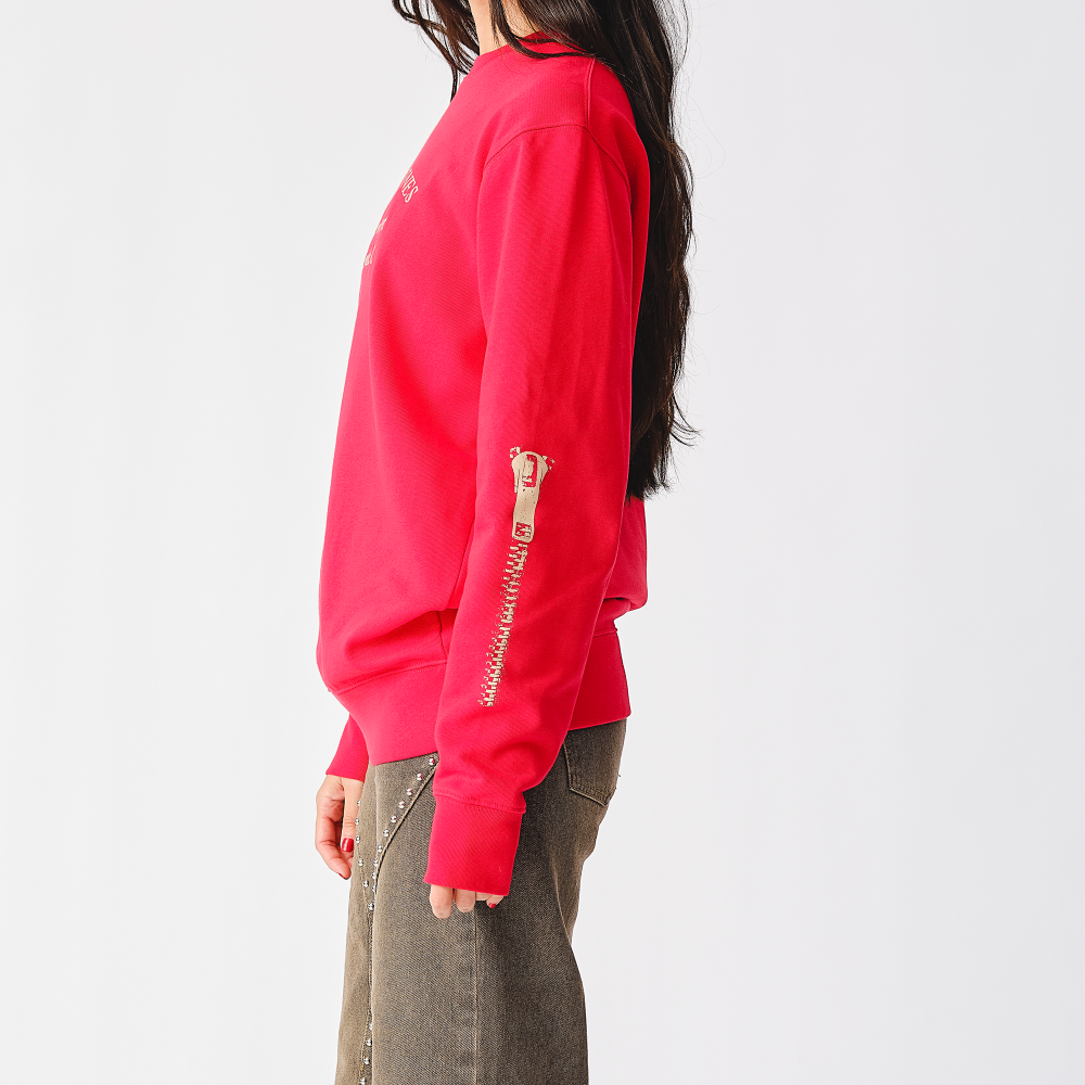 Rolling Stones Zipper Sleeve Red Crewneck Sweater - Details