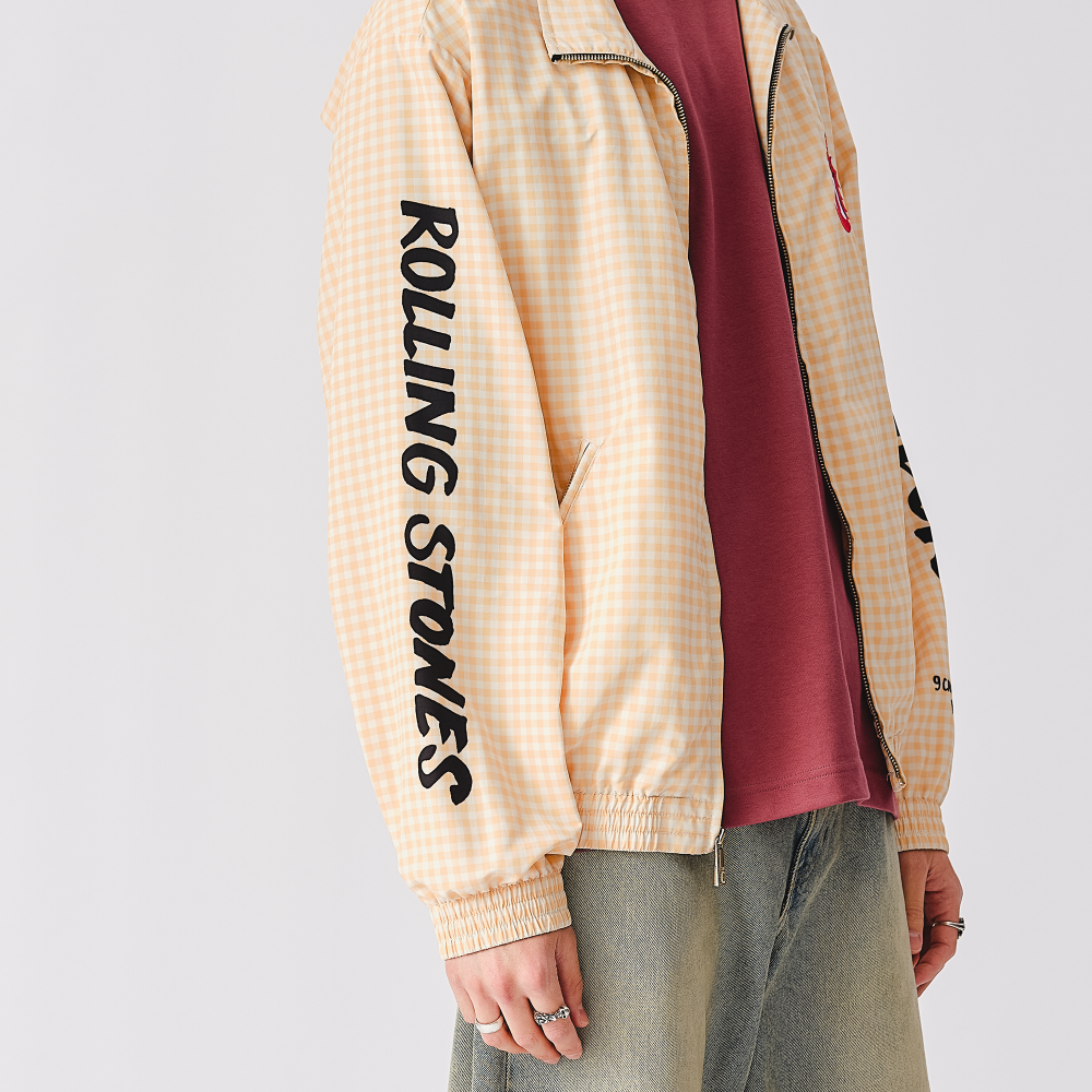 The Rolling Stones Natural Check Harrington Windbreaker Jacket - Details