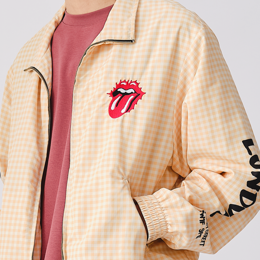 The Rolling Stones Natural Check Harrington Windbreaker Jacket - Details