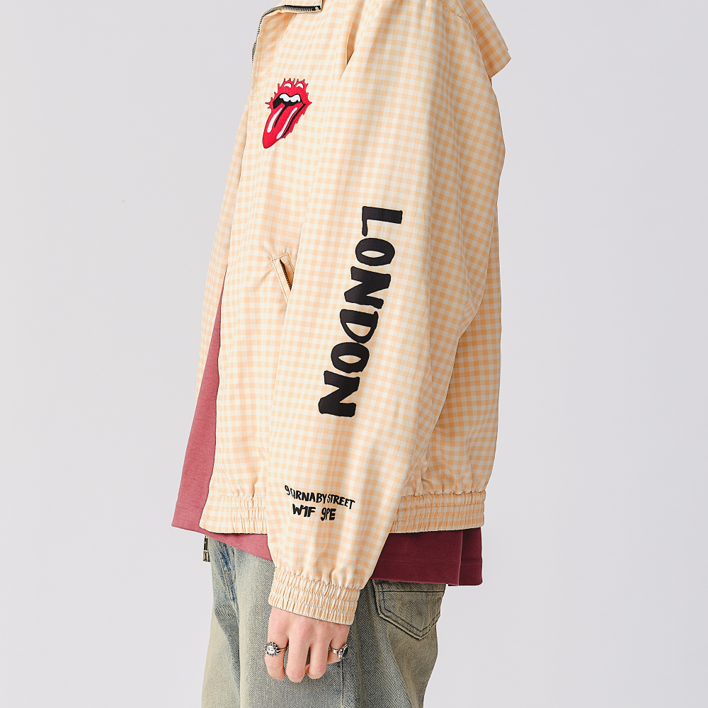 The Rolling Stones Natural Check Harrington Windbreaker Jacket - Details