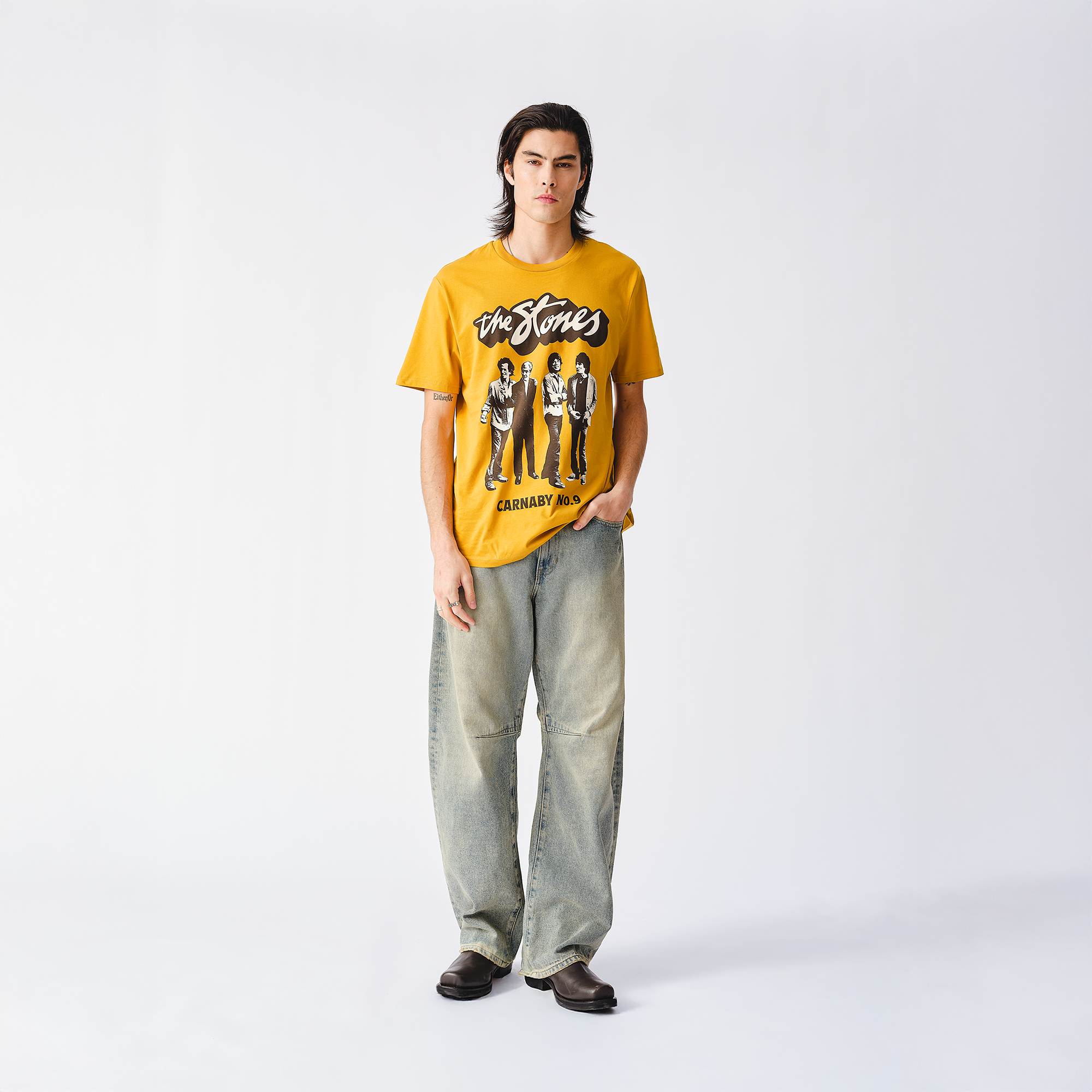 The Stones Band Figures Mustard T-Shirt