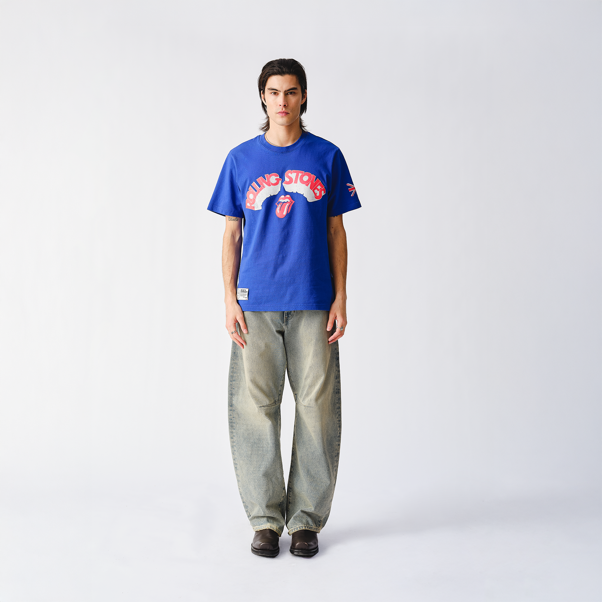 Rolling Stones Union Jack Crooked Blue T-Shirt