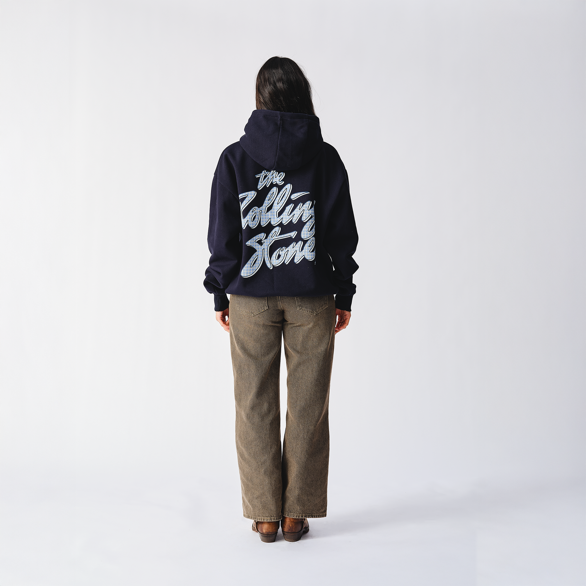 Classic The Rolling Stones Cursive Navy Pullover Hoodie