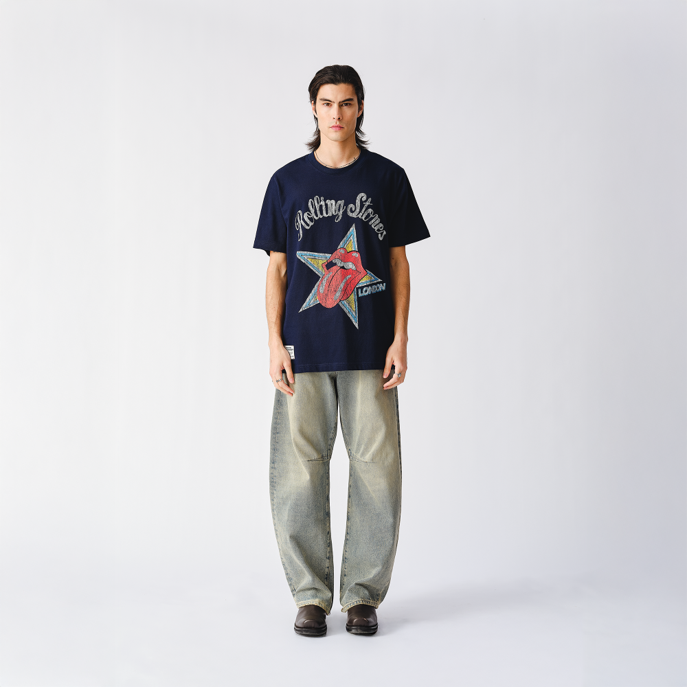 The Rolling Stones Fame Star Tongue Navy T-Shirt - Front