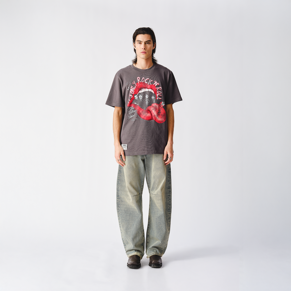 It's Only Rock n Roll Pierced Tongue Black Photo T-Shirt - Front