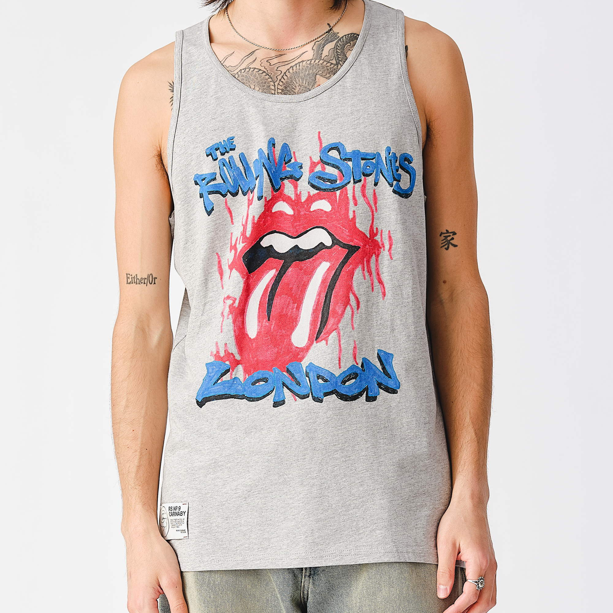The Rolling Stones London Fire Tongue Grey Tank Top