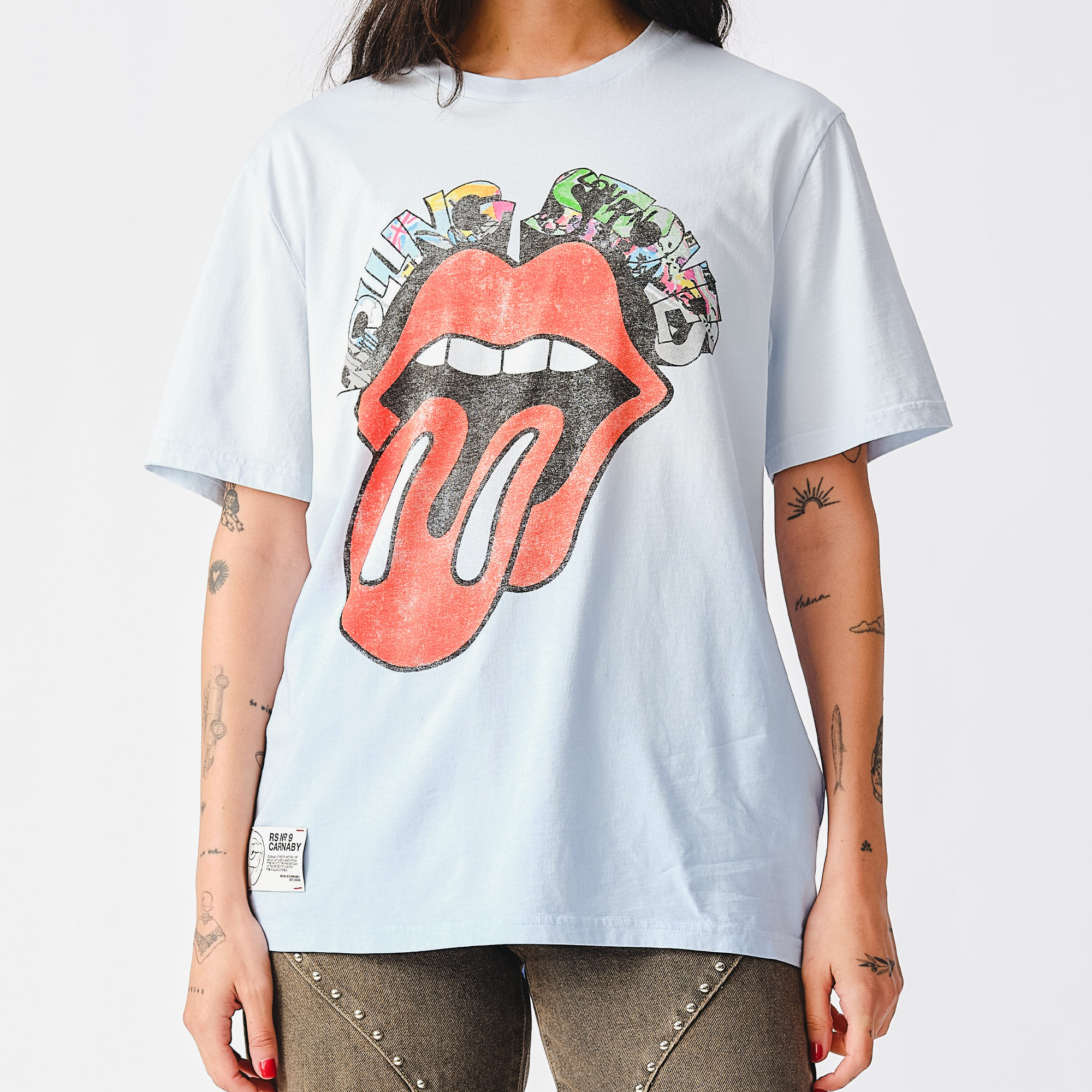 Rolling Stones Classic Tone Sketch Spray Tone Blue T-Shirt