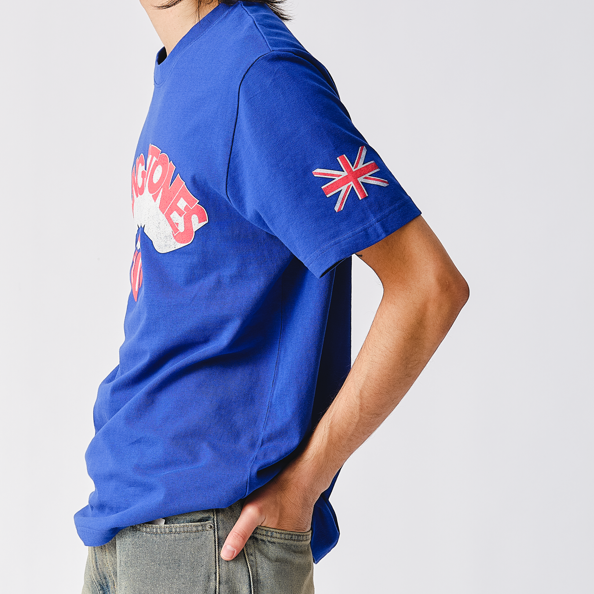 Rolling Stones Union Jack Crooked Blue T-Shirt