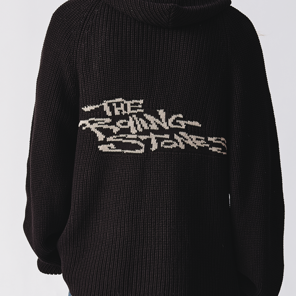 The Rolling Stones Intarsia Crochet Black Hoodie