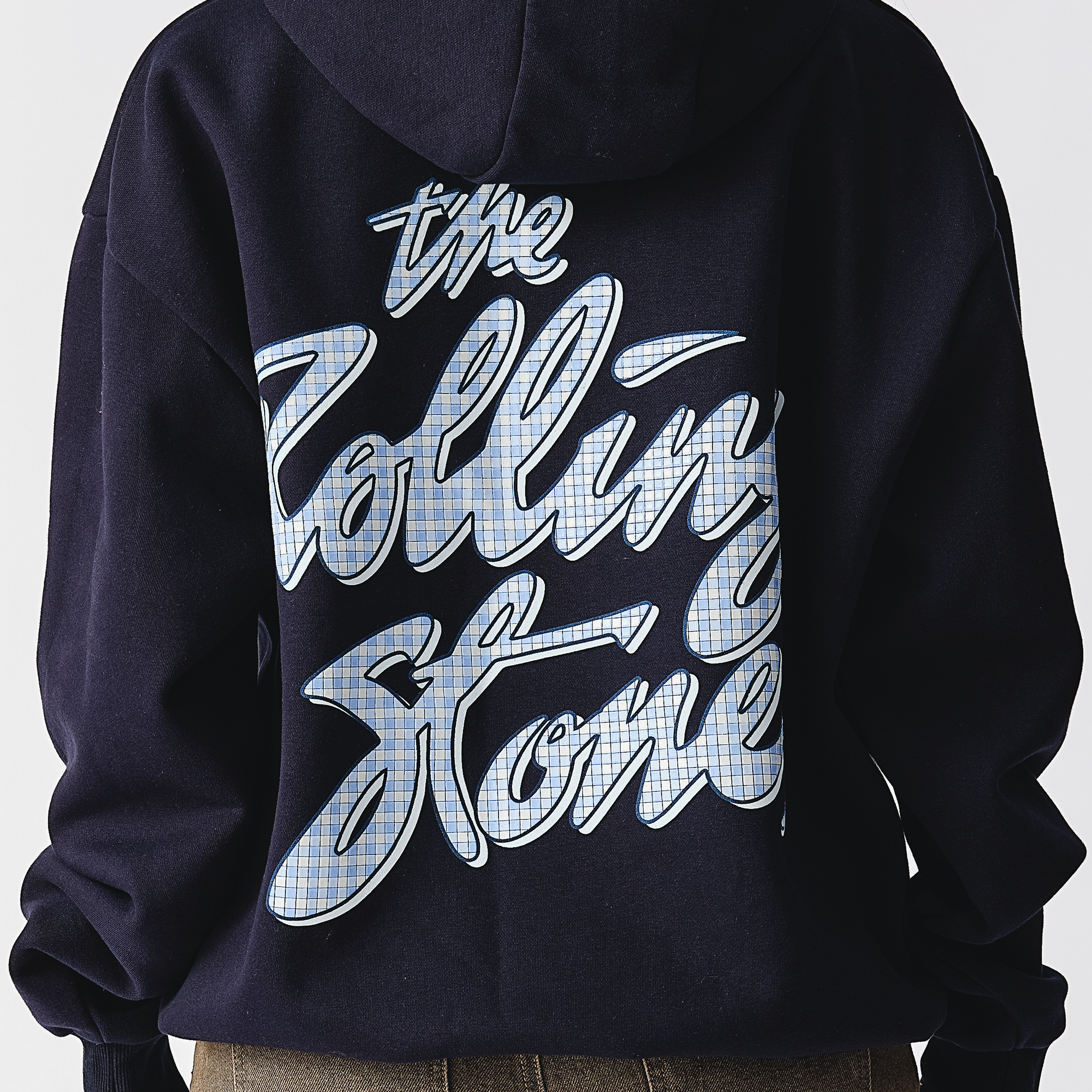 Classic The Rolling Stones Cursive Navy Pullover Hoodie