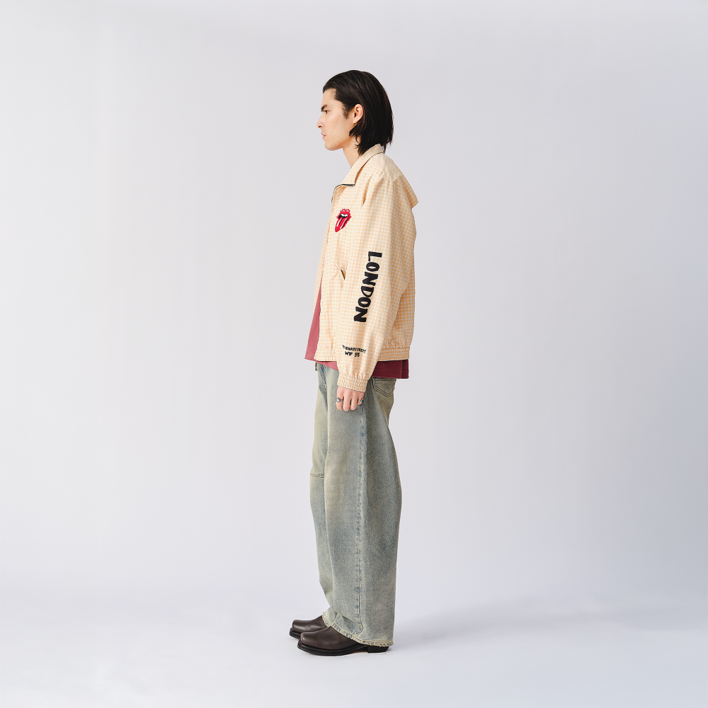 The Rolling Stones Natural Check Harrington Windbreaker Jacket - Side