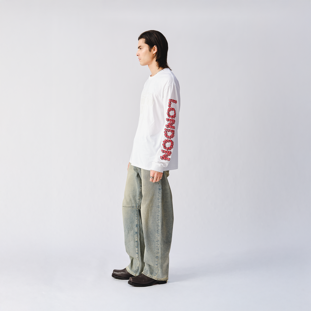 Rolling Stones Tonal 3D Print White Longsleeve T-Shirt - Side