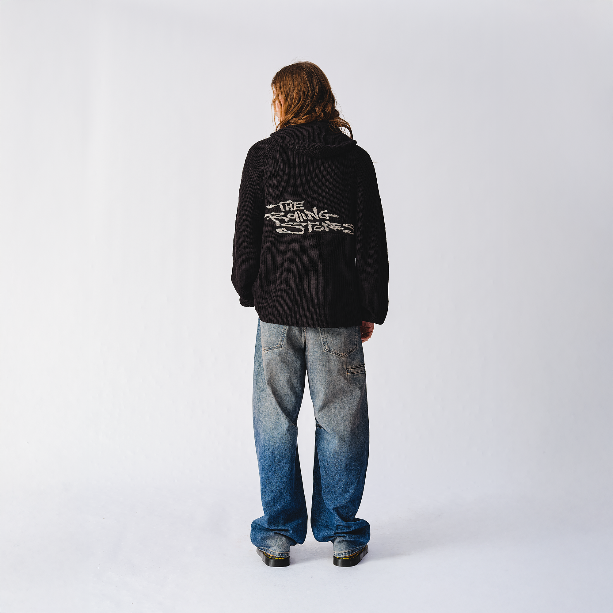 The Rolling Stones Intarsia Crochet Black Hoodie - Back