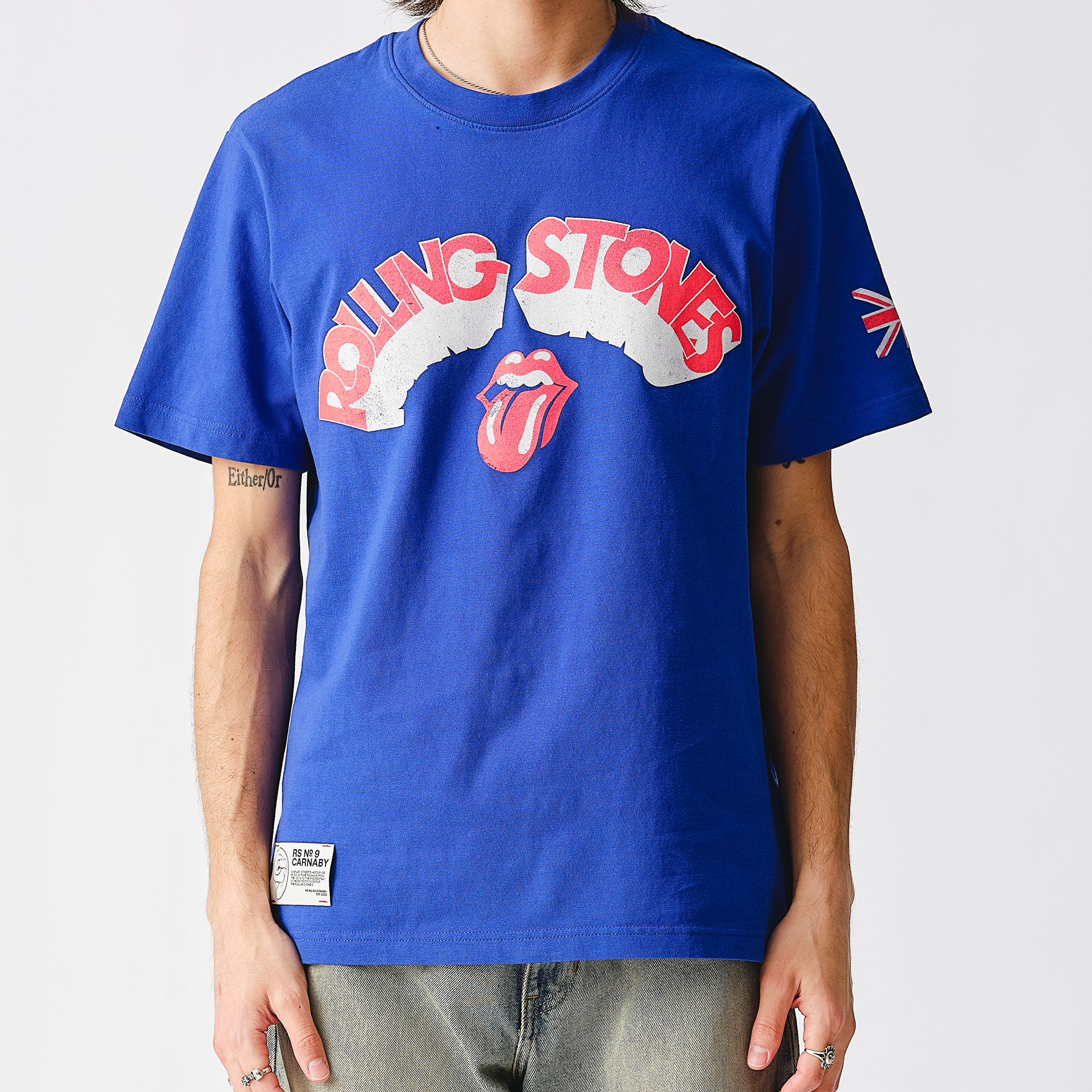 Rolling Stones Union Jack Crooked Blue T-Shirt