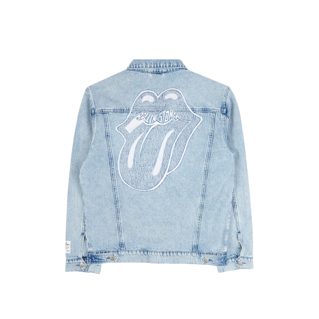 Light Wash Embroidered Denim Jacket Back