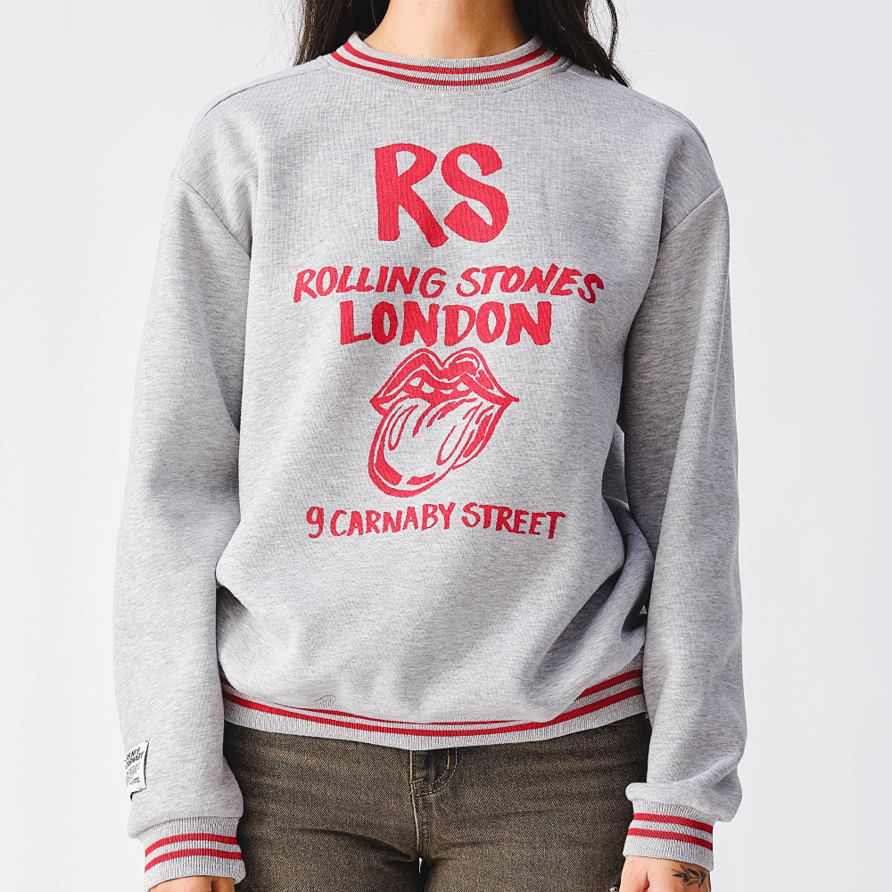 Retro Contrast Rib RS London Grey Crewneck Sweater - Details