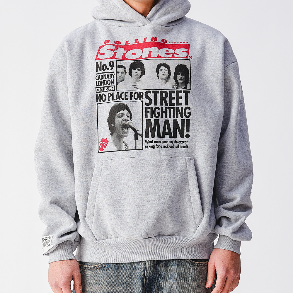 Street Fighting Man Newspaper Heather Grey Hoodie - Details