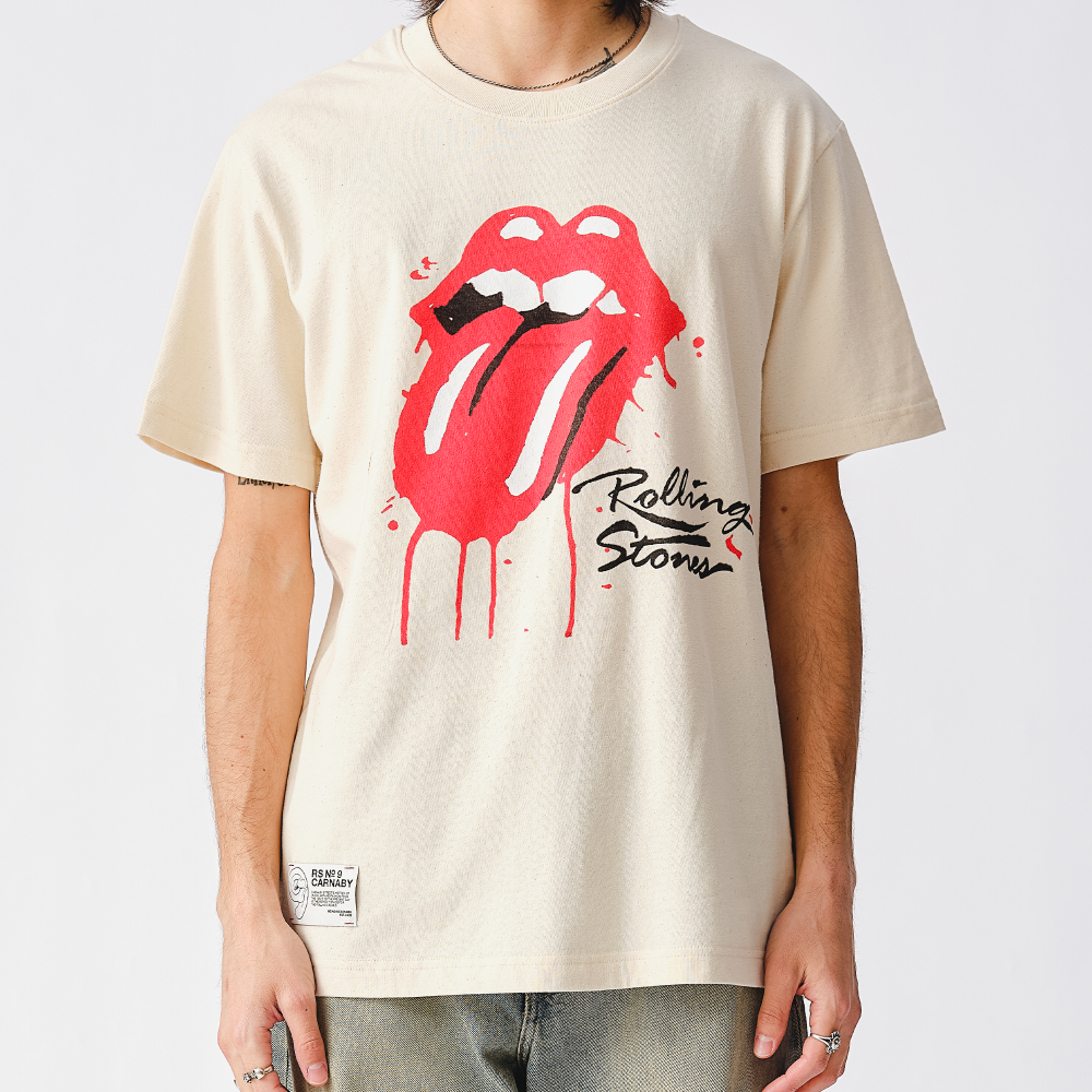 Rolling Stones Dripping Tongue Natural T-Shirt - Details