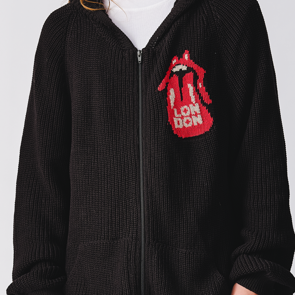The Rolling Stones Intarsia Crochet Black Hoodie - Details