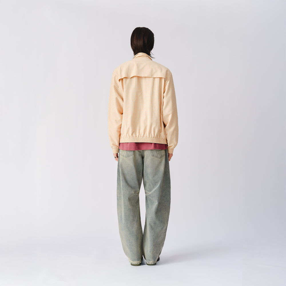 The Rolling Stones Natural Check Harrington Windbreaker Jacket - Back