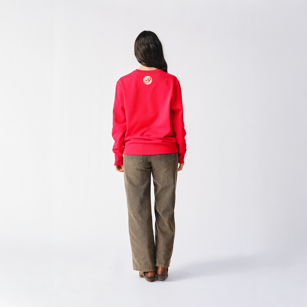 Rolling Stones Zipper Sleeve Red Crewneck Sweater - Back