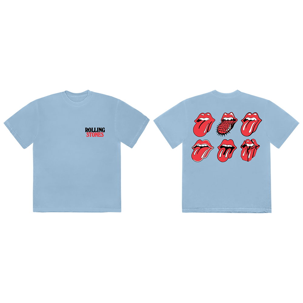 Rolling Stones Licks Blue T-Shirt Front + Back