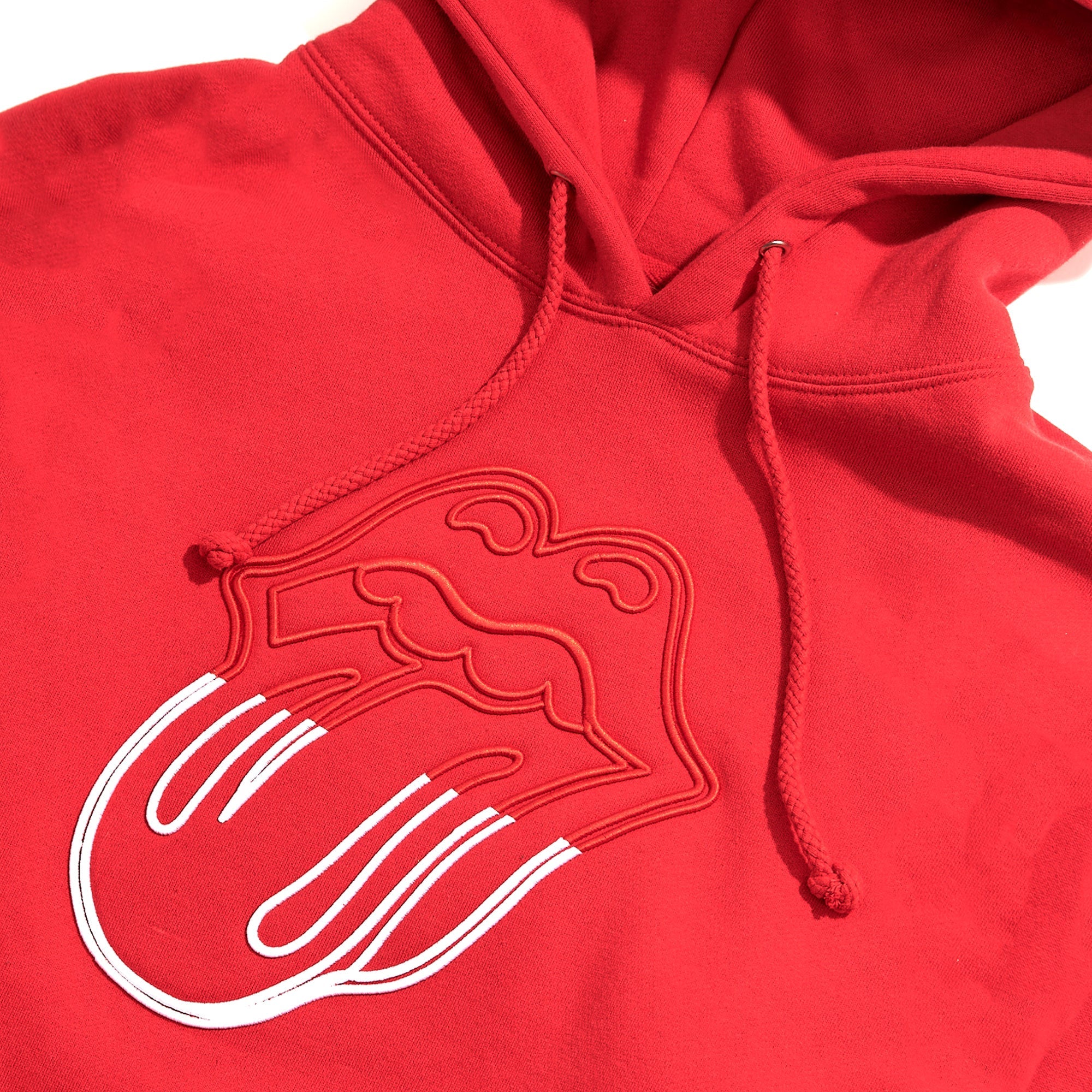 Stones Red Embroidered Circle Tongue Hoodie - The Rolling Stones