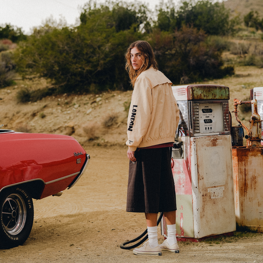 The Rolling Stones Natural Check Harrington Windbreaker Jacket