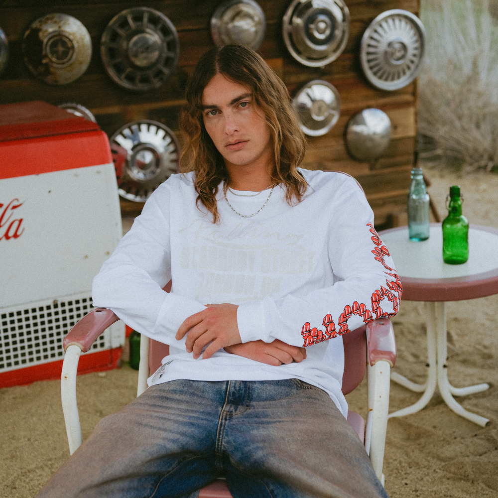 Rolling Stones Tonal 3D Print White Longsleeve T-Shirt