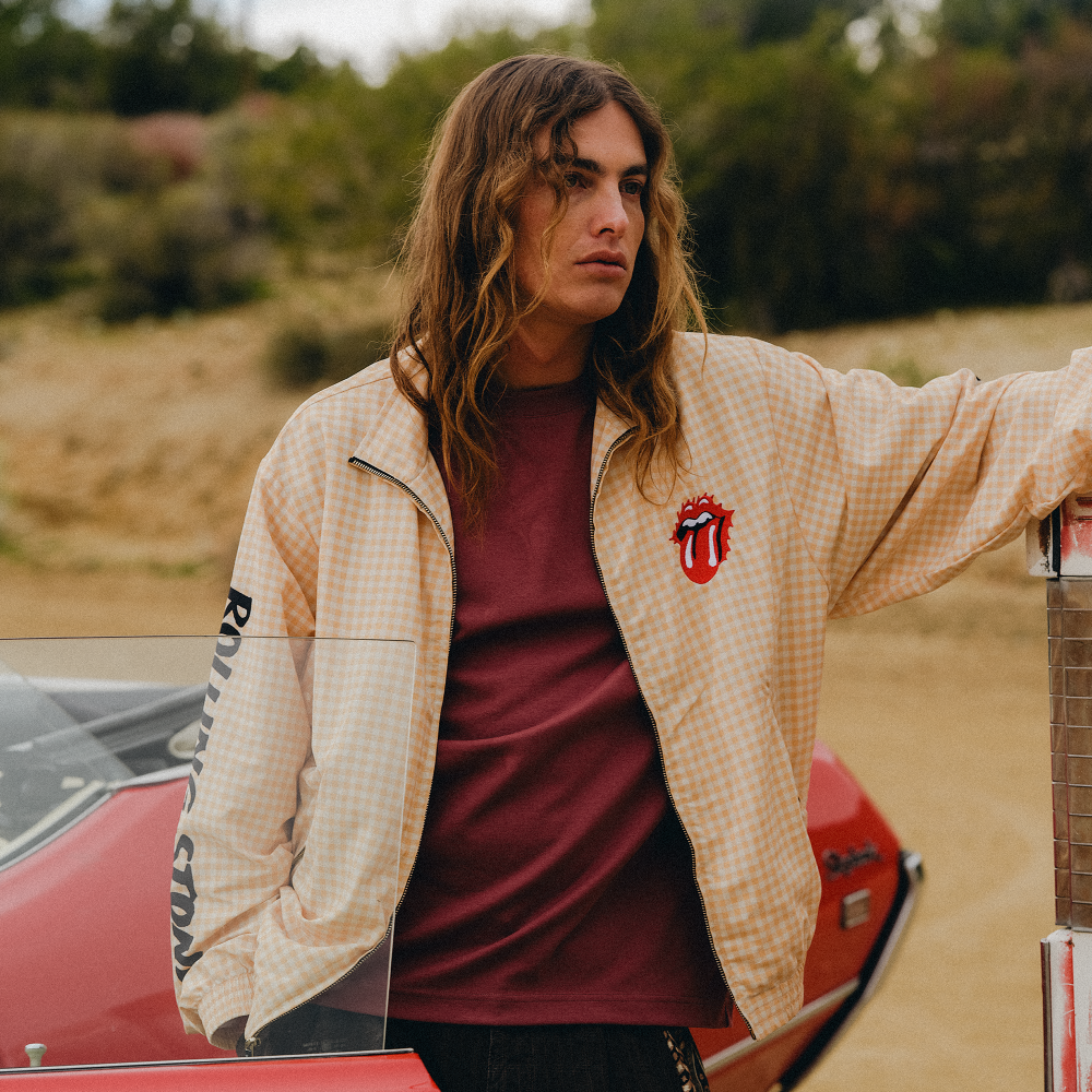 The Rolling Stones Natural Check Harrington Windbreaker Jacket