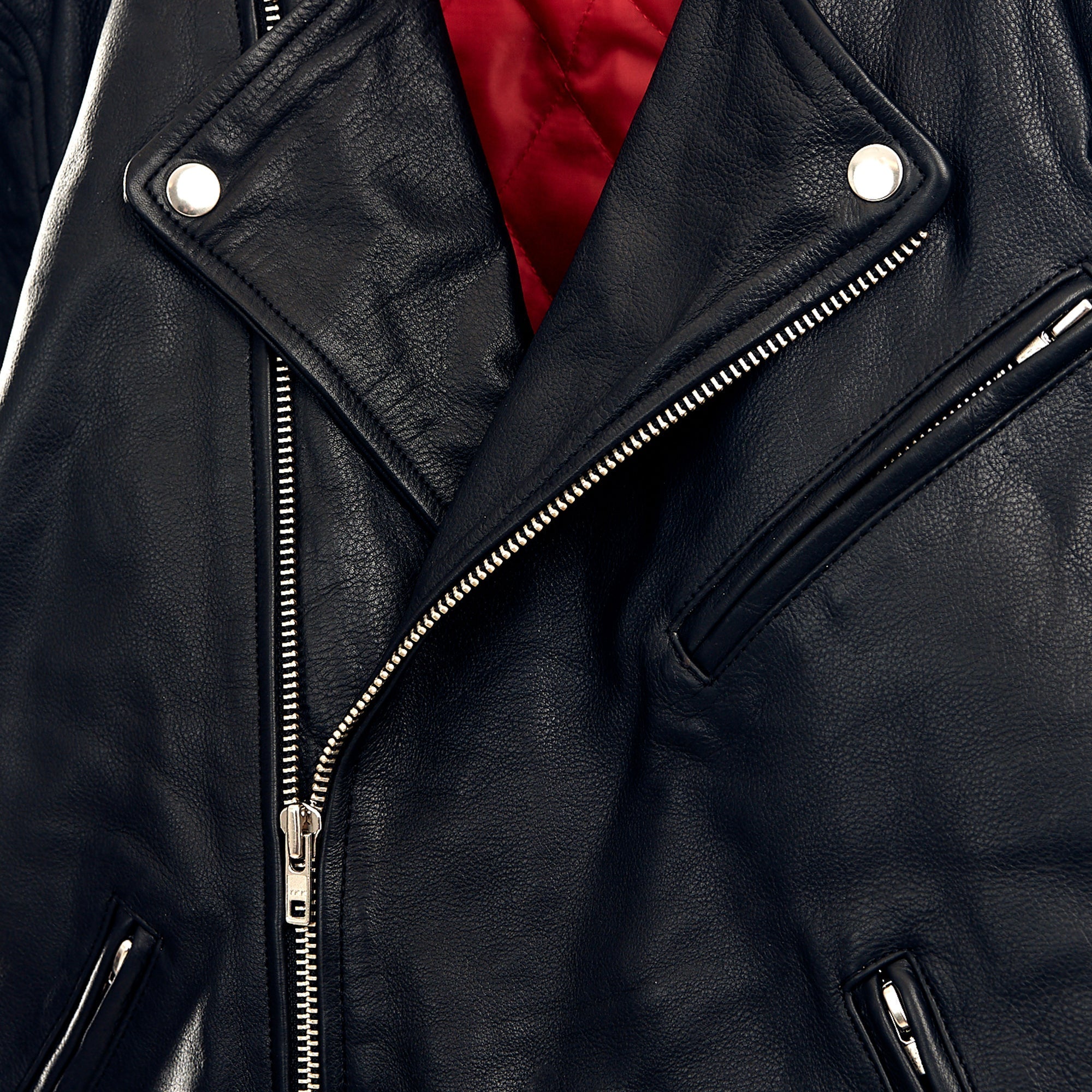 Leather Sequin Applique Jacket Front Zipper Detail