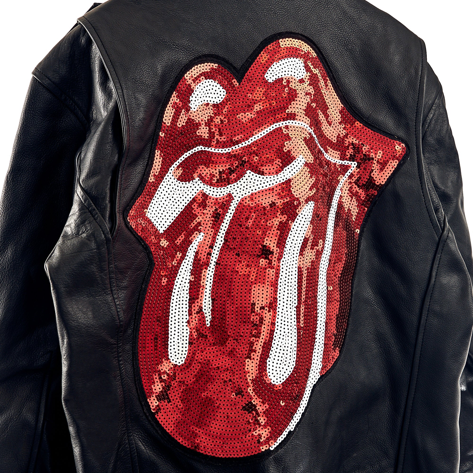 Leather Sequin Applique Jacket - The Rolling Stones