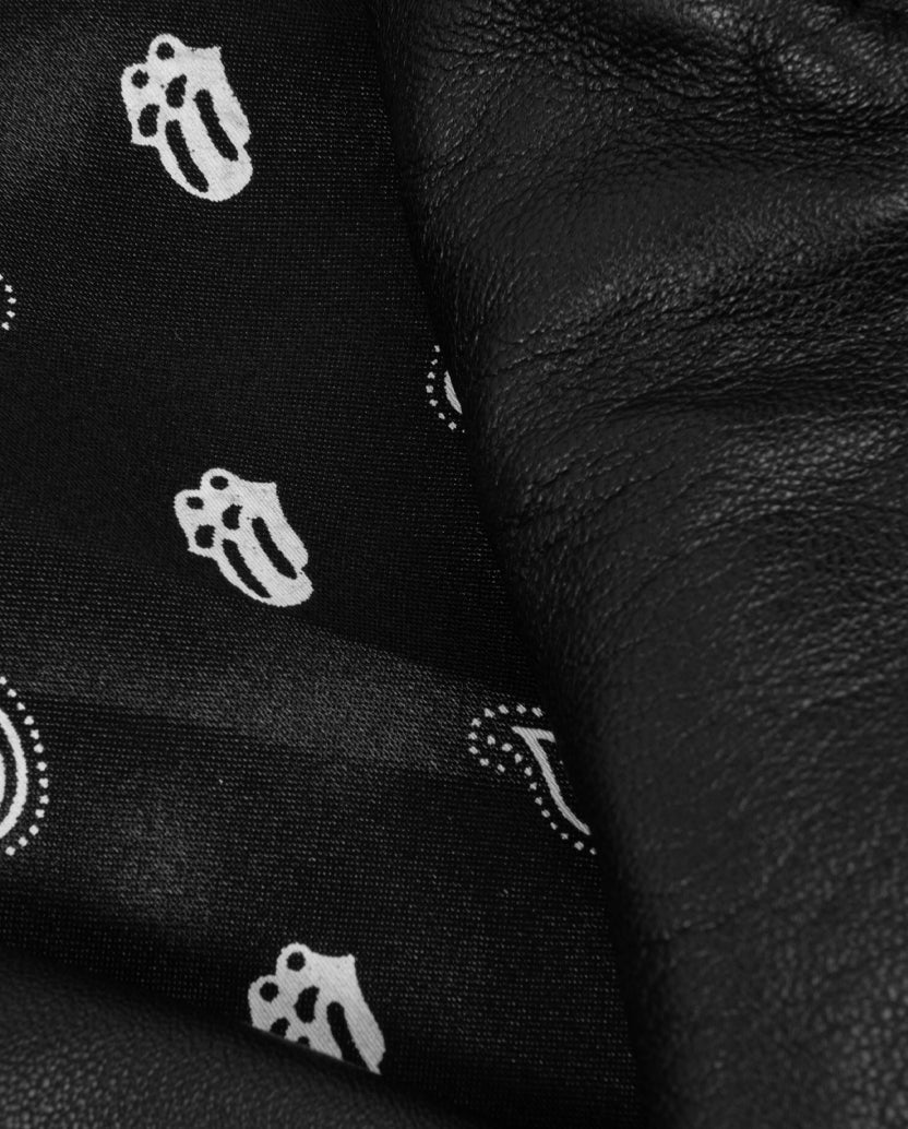 Classic Licks Chenille Logo Premium Leather Jacket - The Rolling