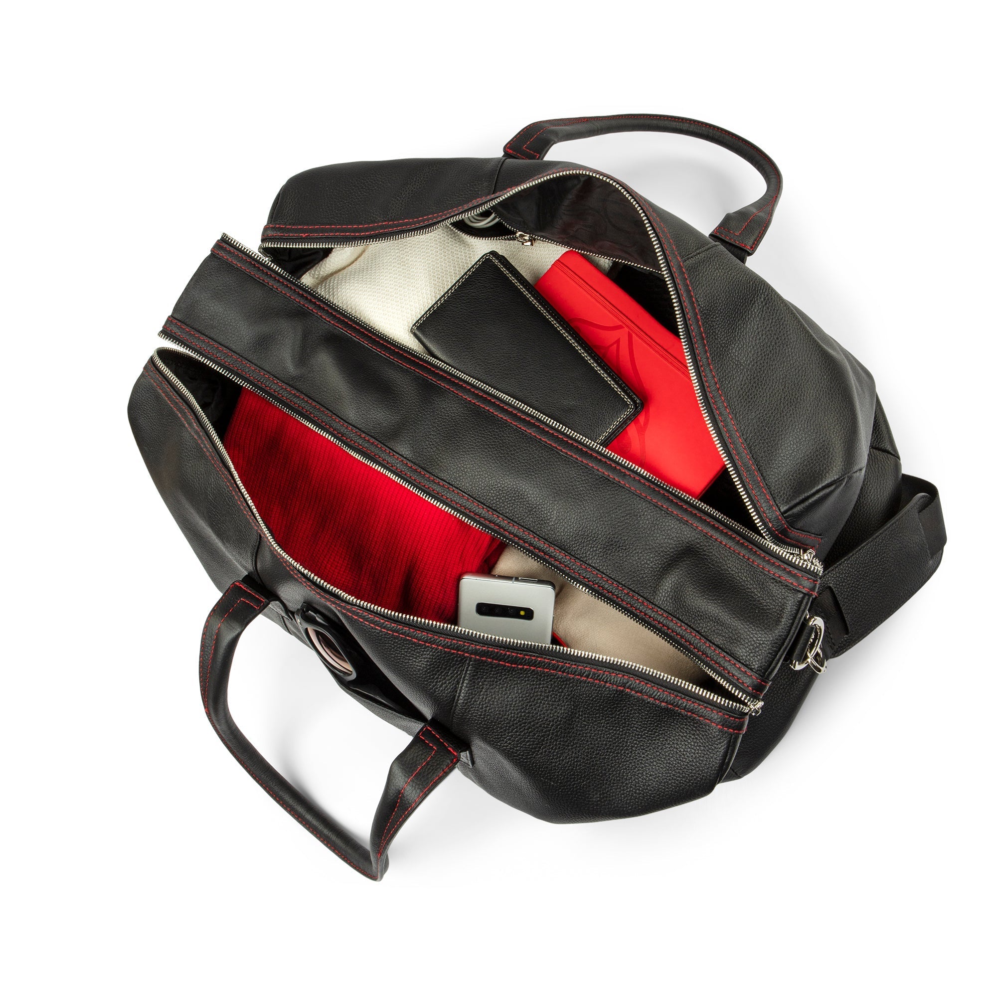 CLASSIC LOGO PREMIUM PEBBLED LEATHER DUFFLE BAG - IMG 4